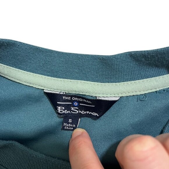 Ben Sherman Sweater Men's S blue green teal color block crew neck long sleeve - Picture 3 of 5